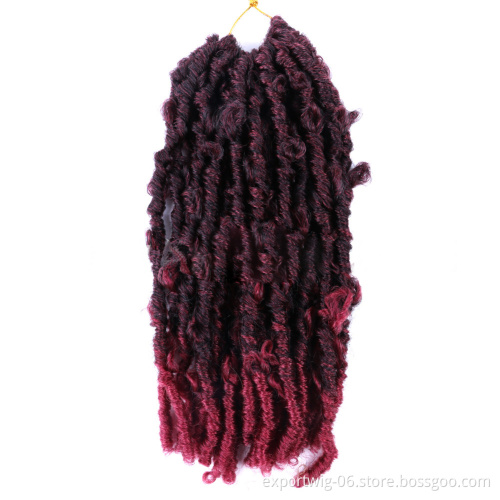 Wavy Goddess Butterfly Locs Synthetic Braiding Hair Faux Hair Locs Extension Braids Ombre Soft Crochet Hair Expression For Woman
